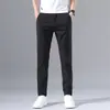 Pantalones de seda de hielo para hombre, sueltos, rectos, modernos, de negocios, de secado rápido, de verano, finos, informales, de verano