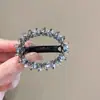 Pinza de Resorte Mariposa de Pedrería Coreana Accesorio Simple para el Cabello Pasador Ovalado Hueco Exquisito para Mujeres Pinza Horizontal para Medio Peinado de Alta Gama Pinza Superior