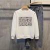 Marca de Moda Europeia e Americana Moda Moletom Masculino 2024 Outono e Inverno Estampa de Labirinto Casual Gola Redonda Versátil Slim Fit Manga Longa