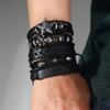 Estilo Punk Caliente Vintage Tejido a Mano Moda Apilado Viento Remache Calavera Aleación Traje de 5 Piezas Set