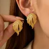 Pendientes con Forma de Hoja Más Vendidos Transfronterizos con Textura de Moda, Diseño de Ola, Pendientes Hipoalergénicos, Accesorios para Orejas Geométricos Irregulares Exagerados
