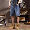 6819# Tamanho Grande Shorts Jeans Lavado de Verão Masculino Moda Masculina Calças Koreanas Largas Elásticas