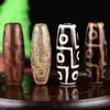 Cuentas Dzi Antiguas Naturales del Tíbet Cuentas Sueltas para Manualidades Accesorios Ágata Negra Cinabrio Cuentas Dzi de Nueve Ojos Pulsera Colgante Collar
