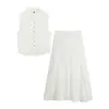 Traje de mujer estilo chino con cuello mao, abotonado, bordado calado, elegante conjunto de dos piezas con bordado resistente 7082691