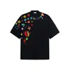 2025 Nova Marca Americana de Moda Graffiti Pintado à Mão Design Criativo Camiseta de Manga Curta Masculina e Feminina Casal Solta Casual