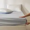 Sábana Bajera de Algodón de Fibra Larga de Lujo de Gama Alta, Pieza Única, Color Sólido, Satén, Algodón Puro, Cubre Cama, Protector de Colchón 3