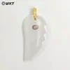 Wt-P2061 Nuevo Colgante con Forma de Pluma Piedra Preciosa Lapislázuli Calcedonia Zircón Cierre Superior Accesorio de Collar
