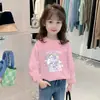 Roupa Infantil Versátil de Algodão Puro, Camiseta Manga Longa para Meninas, Top Camada Base para Crianças Maiores e Estudantes, Roupa para Primavera e Outono, Roupa Íntima Tendência