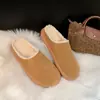 Zapatos Nuevos de Algodón Versátiles Retro Otoño/Invierno para Mujer Zapatos de Piel con Felpa Cálidos Cómodos sin Cordones Zuecos a Media Pierna Botas de Nieve