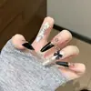 Arte de uñas portátil, manicura de alta gama, uñas estilo francés brillantes, uñas largas lindas estilo estudiante, puntas de uñas al por mayor