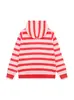 Sudadera de punto con capucha a rayas de bloques de color bordada estilo caricatura americana para hombre y mujer, nueva chaqueta casual holgada de otoño, estilo perezoso