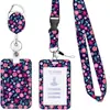 Estilo coreano flor fresca aleación de zinc hebilla de fácil extracción poliéster de fácil extracción cordón impreso soporte para tarjetas de certificado floral pequeño