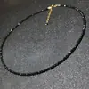 Nuevo Collar Gargantilla Espinela Negra Ultra Fino Brillante Chapado en Oro de 14K Cadena para Clavícula Moda Femenina Collar de Cristal