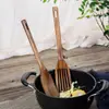 Nuevo juego de espátulas de teca para cocinar, mango largo de madera para uso doméstico, espátula para sartén antiadherente, juego de utensilios de cocina