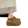 Zapatos Birkenstock retro de suela gruesa para aumentar la altura para mujer, adecuados para usar al aire libre, nuevo estilo de otoño, zapatos sin cordones para personas menudas, zuecos cerrados Birkenstock