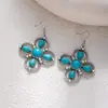 Pendientes de Flor Turquesa Estilo Étnico Retro Pendientes de Banquete de Venta Caliente Transfronteriza Pendientes Diamantados Bohemios