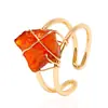 Anillo de Alambre de Cristal Natural Nuevo de Verano Anillo de Piedra Cruda Irregular Anillo Hecho a Mano Accesorios de Piedras Naturales de Colores Venta al por Mayor