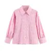 Comercio Exterior Transfronterizo Al por Mayor Verano Nuevo Estilo Europeo y Americano Moda Femenina Versátil para el Trabajo Camisa de Rayas con Estampado Floral Holgada