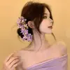 Flores Florecientes~Nuevo Pasador de Flor Morada Estilo Chino para Mujer, Nuevo Accesorio para el Cabello Estilo Chino, Pasador, Palillo para el Cabello, Adorno Floral Exagerado para el Cabello