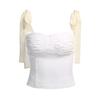 93266 Moda Primavera e Verão Colete com Alça de Ombro de Laço Feminino Europeu e Americano Sexy Cor Sólida Camisa Base de Ombro Top Feminino