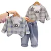Conjunto de Camisa de Primavera para Niños 2026 Nueva Moda Versátil de Cuadros para Primavera y Otoño al por Mayor