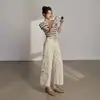 Pantalones Rectos Sueltos de Estilo Nuevo en 2 Colores Estilo Retro Americano Versátiles de Verano Pantalones Cargo Multibolsillos Jeans Acortados para Mujer