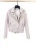 Otoño 2024 Nuevo Chaqueta Abrigo Biker de Cuero Corta para Mujer Ajustada con Solapa Patrón Piel PU
