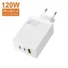 Cargador de Carga Rápida de 120W Cargador Portátil de Viaje Cabezal de Carga de Carga Rápida Pd25W Fábrica Transfronteriza Stock Spot Venta al por Mayor