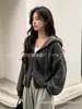 Suéter com capuz trançado casual e descontraído estilo coreano para mulheres, novo cardigã de malha com zíper de caimento solto para outono e inverno, estilo curto