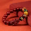 2026 é o Ano do Cavalo, Pulseira Pixiu de Areia Dourada Roxa Natural com Cinábrio, Pulseira para Homens do Ano de Nascimento do Deus da Riqueza de Cinco Vias