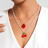 Joyería Europea y Americana, Collar de Cerezas de Perlas de Imitación de Lujo Ligero, Collar Multicapa Versátil de Gama Alta, Venta al por Mayor para Comercio Exterior