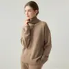 Suéter de punto de cachemira de cuello alto, estilo transfronterizo, diseño casual suelto y simple para mujer, nueva colección otoño/invierno 2026, jersey grueso, efecto adelgazante