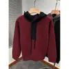 Nuevo suéter de punto con capucha para otoño e invierno para hombres y parejas, cuello Henry de bloques de color, chaqueta estilo old money, venta al por mayor de fábrica transfronteriza