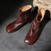 Botines cortos para mujer primavera otoño botines sencillos piel de vaca capa superior punta cuadrada tacón medio tacón grueso piel genuina tacón alto 40 invierno con lateral de terciopelo