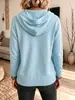 Cárdigan de punto de lana liso con capucha, superventas transfronterizo para mujer, corte holgado, hombros caídos, manga larga, acanalado, chaqueta casual suave