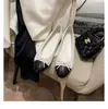 Versión de Piel de Oveja de los Zapatos Planos de Mujer Chanel-Style Bloque de Color, Zapatos Planos de Ballet de Cuero Genuino con Suela Suave y Moño Poco Profundo, Zapatos Planos para el Trabajo