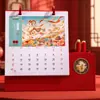 Calendario de Escritorio Personalizado 2027 para el Año del Cordero, Nuevo Estilo Chino Creativo con Portalápices, Calendario de Escritorio Estampado en Oro de Alta Gama