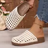 Pantuflas Planas de Tallas Grandes para Mujer Transfronterizas 2026 Sandalias de Playa Transpirables para Exteriores Tejidas Huecas de Verano Slip-on