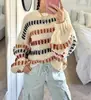 Suéter de Punto de Bloques de Color con Cuello Redondo para Mujer Primavera y Otoño de AliExpress, Agradable para la Piel y Suave, Versátil para el Uso Diario, Top de Punto de Moda