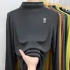 Blusa Branca Gola Alta Meia, Novo Estilo Outono e Inverno, Design de Desenho Animado de Nicho, Caimento Justo, Valoriza a Silhueta, Camiseta Quente de Manga Longa