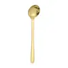 Cuchara de Acero Inoxidable Spot Grado Alimenticio 304 Cuchara Plana Profundizada para el Hogar Cuchara Redonda para Postre Café Mango Largo Cuchara para Revolver