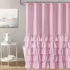 Cortina de Chuveiro de Renda Lolita Amazon Banheiro Estilo Americano Patchwork Divisória de Banheiro Cortina de Chuveiro Feita à Mão Não Requer Furação