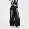 Jeans Branco Desgastado Wide Leg Estilo Retrô Americano para Mulheres, Novo Design Tendência de Cintura Alta Emagrecedor, Calça Longa Elegante de Corte Amplo