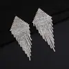 Pendientes de cadena con garra y diamantes de imitación transfronterizos, pendientes de borla exagerados totalmente cubiertos de diamantes, pendientes largos europeos y americanos para escenario, mujer E814