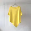 Camiseta de Algodón Color Sólido Dobladillo Asimétrico Manga Corta de Verano para Mujer Holgada Cuello Redondo Color Sólido Camiseta Básica Top Ropa para Mujer
