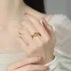 Anillo Abierto de Plata 925 Zirconia Marquesa Anillo de Moneda Antigua Piedra Preciosa Anillo de Mujer de Gama Alta de Nicho Lujo Ligero Venta al por Mayor