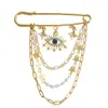 Joyería Transfronteriza Europea y Americana Moda Broche de Ojo de Diablo con Incrustaciones de Diamante Accesorios de Borla Pin Estilo Chanel Personalizado Accesorios para el Pecho