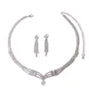 Collar de Aleación de Cobre con Pedrería, Aretes, Joyería Nupcial para Boda, Moda Cola de Pez, Set de Circonita para Banquete de Recién Casados, Accesorios de Cadena para Mujer