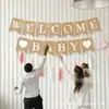 Nuevo Banner Retro de Lino de Bienvenida al Bebé Decoración para Fiesta de Shower de Recién Nacido Decoración de Baby Shower