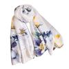 Xale de Gaze com Proteção Solar, Lenço de Seda Elegante e Versátil para Mulheres, Lenço da Moda com Estampa de Plantas e Flores, Estiloso para o Dia a Dia